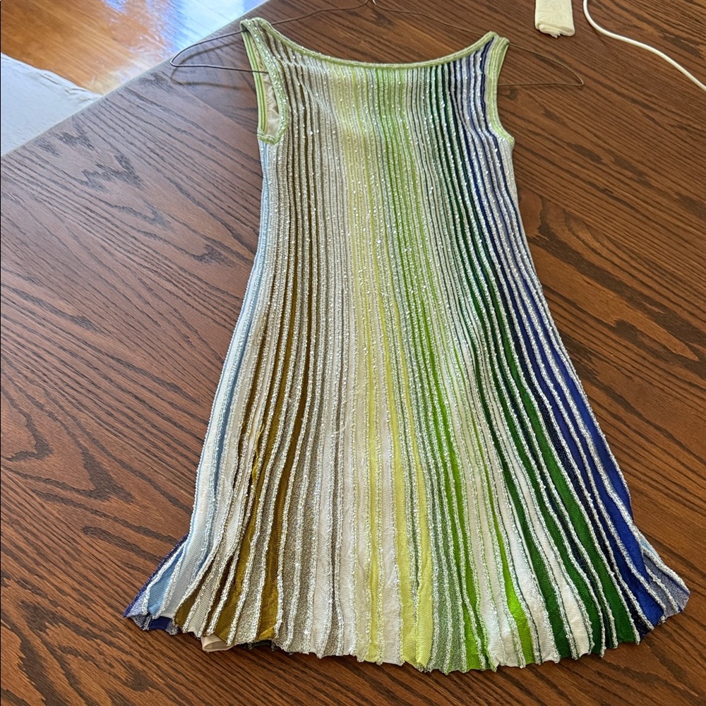Missoni Sleeveless Paillette Stripe Knit Mini Dress In Multi - Picture 10 of 16